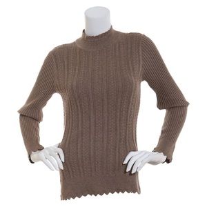 Cableknit Mockneck Zigzag Sweater